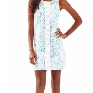 Lilly Pulitzer Sleeveless White and Blue Patterned Dress